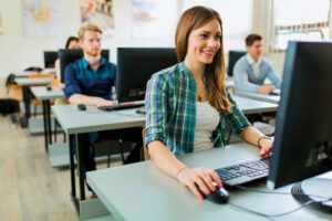 Group taking NALA test in classroom